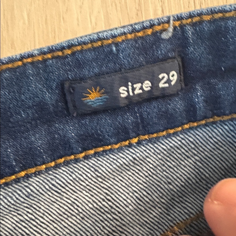 FAHERTY organic cotton straight leg jeans size 29 indigo raw hem dark wash comfy - Picture 3 of 10